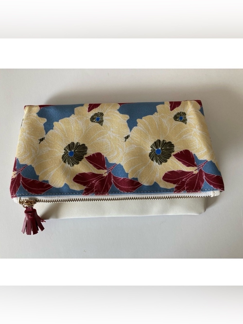 Rachel Pally cream & floral reversible canvas clutch Handbag OS